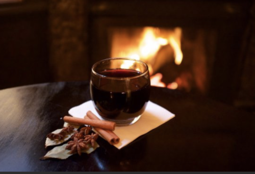 Wine at fireplace